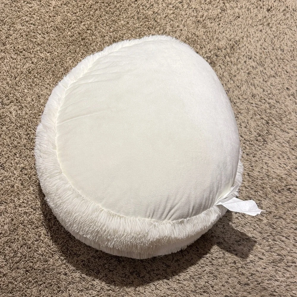 Fluffy White Round Pillow